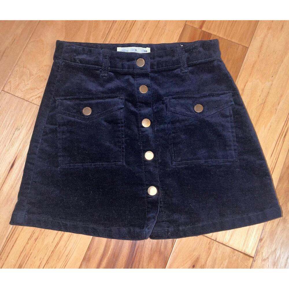 ZARA GIRLS BLACK VELVET SKIRT SIZE 6 EXCELLENT COND LD1